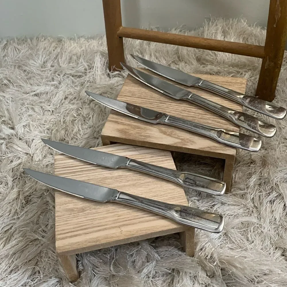 LeBrun‎ France Fiddle Oar Stainless Steel Set of 5 Steak Knives
